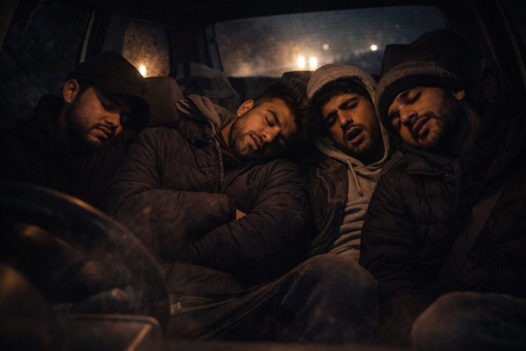 Boys Sleeping in car