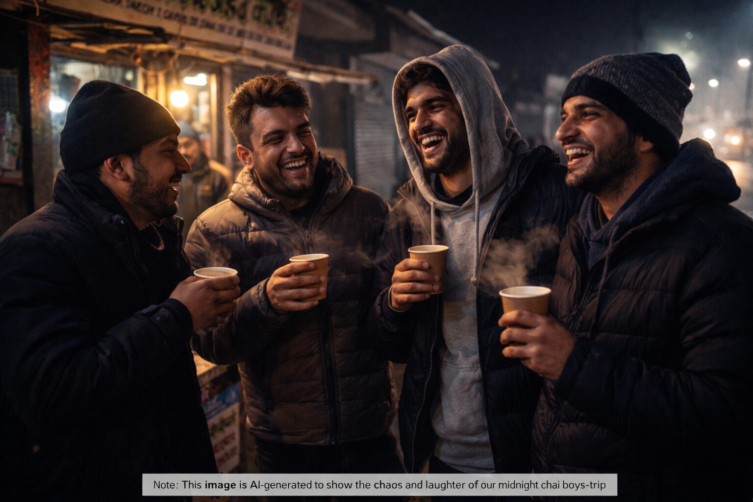 Friends Drink tea at midnight